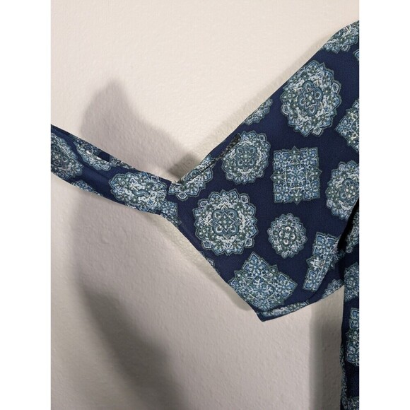 Michael Kors Top Womens Navy Printed Short Sleeve V Neck Blouse Size S 100 - Picture 5 of 7